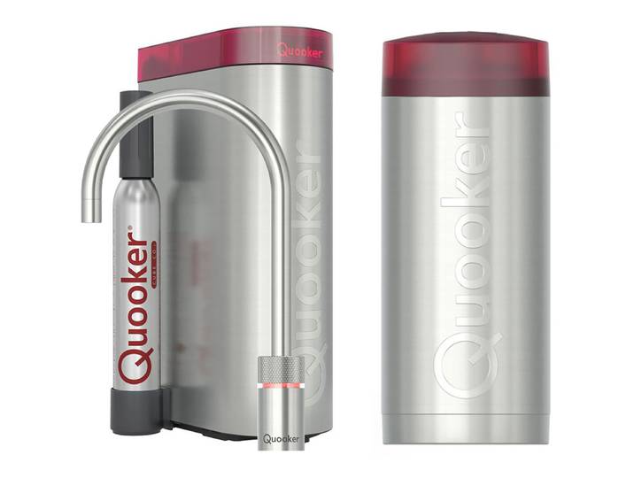 Quooker Nordic Round Kokendwaterkraan Single Tap Set - Kokend Water - Chroom - Inclusief COMBI+ Reservoir & CUBE - Direct Gekoeld Bruisend Water