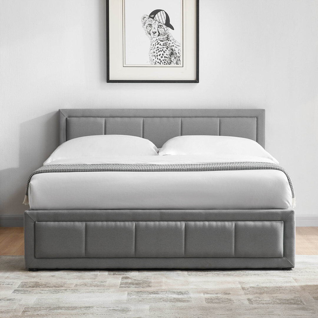 Latitude Run Ottoman Fabric Lift Up Storage Bed , UKFR Certified Light Grey Double (4'6)