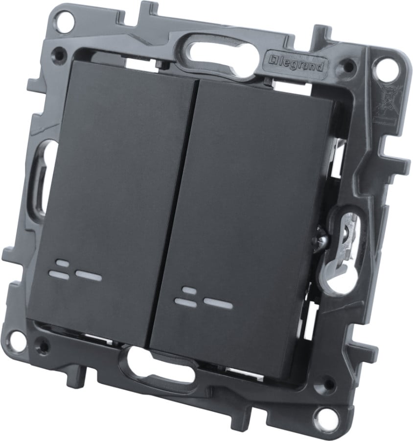 Legrand Niloe Step Dubbele schakelaar, zwart