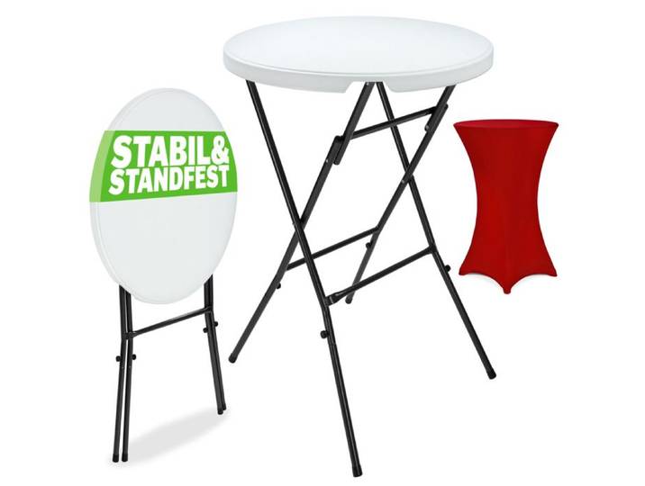 CASARIA® Table haute pliable avec housse bordeaux-rouge réutilisable infroissable mange debout 110 cm bar bistrot jardin cocktail