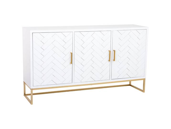 Buffet 3 portes en bois et métal 160x41,5x90h cm