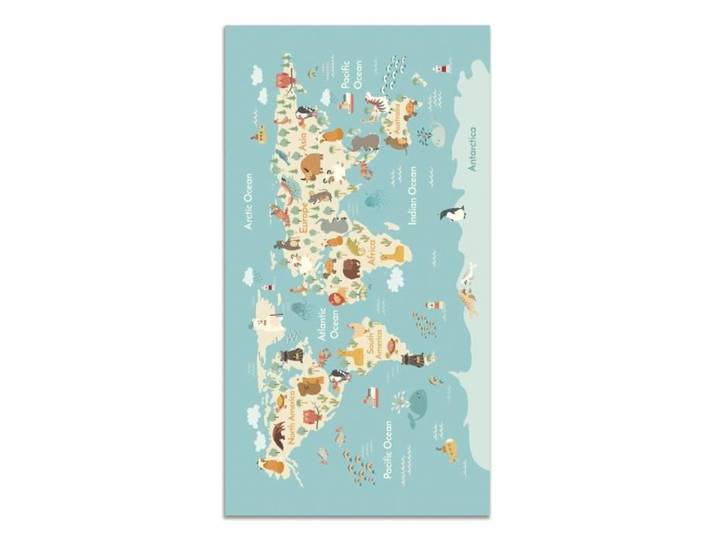 Tapis Vinyle Panorama Dessins animés de carte du monde 120x170 cm - Tapis pour Cuisine Bureau et Salon en PVC