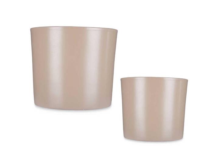 Blumentöpfe Minimal 22/27 cm, 2er-Set, Beige, Keramik, 23 cm, Dekoration, Blumen & Blumentöpfe, Übertöpfe