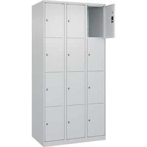 CP-Möbel Schließfachschrank Classic Plus lichtgrau, 12 Fächer, Stahl, 90 x 185cm, mit Zylinderschloss
