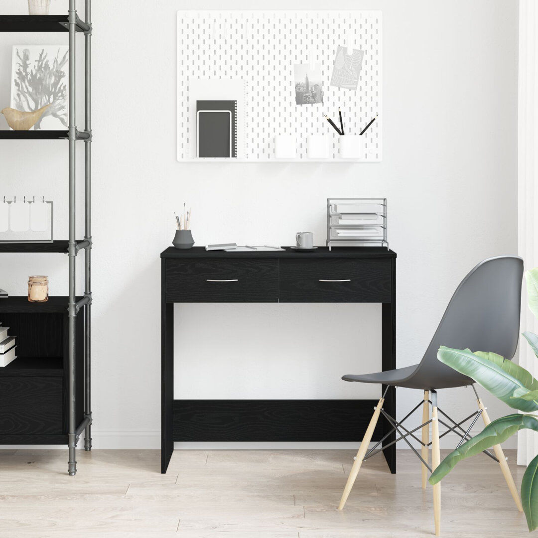 17 Stories Alixandrea Desk Workstation Corner Office Table Computer Desk Engineered Wood Black Oak 75cm H X 80cm W X 40cm D