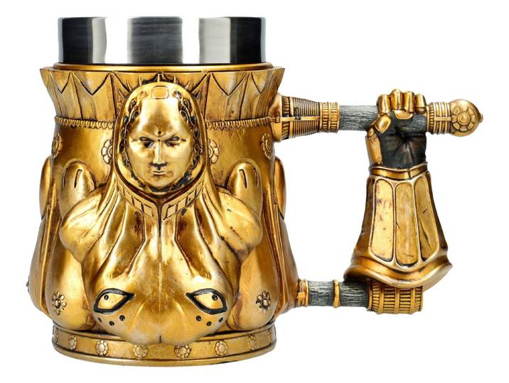 Figuren Shop GmbH Bierkrug Smough Krug – Dark Souls Figur Gothic Tasse Bierkrug 15 cm 600 ml Deko, Kunststein (Polyresin), Edelstahl