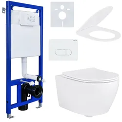 Aloni Spülrandlos Hänge Wand-WC & Belvit Vorwandelement Spülkasten Softclose Deckel