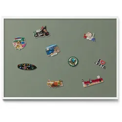 MAGNETTAFEL 100x70 cm Weißer Rahmen Farbe Olivgrün