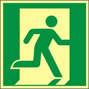 Abtec Hinweisschild ISO 7010 E002, Kunststoff, 20 x 20 cm, langnachleuchtend, Rettungsweg rechts