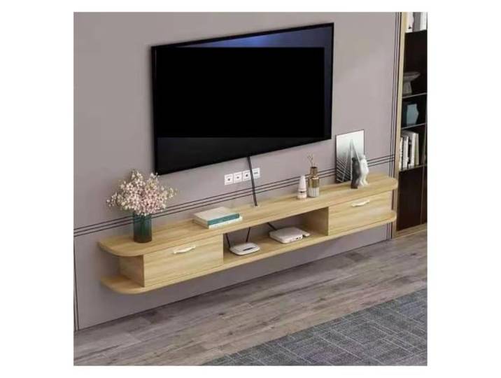 HANELREEZD Wandmontierter TV-Ständer for das Wohnzimmer Mit Regalen und 2 Türen, hängender TV-Schrank, Wohnzimmer-Hintergrund hängend
