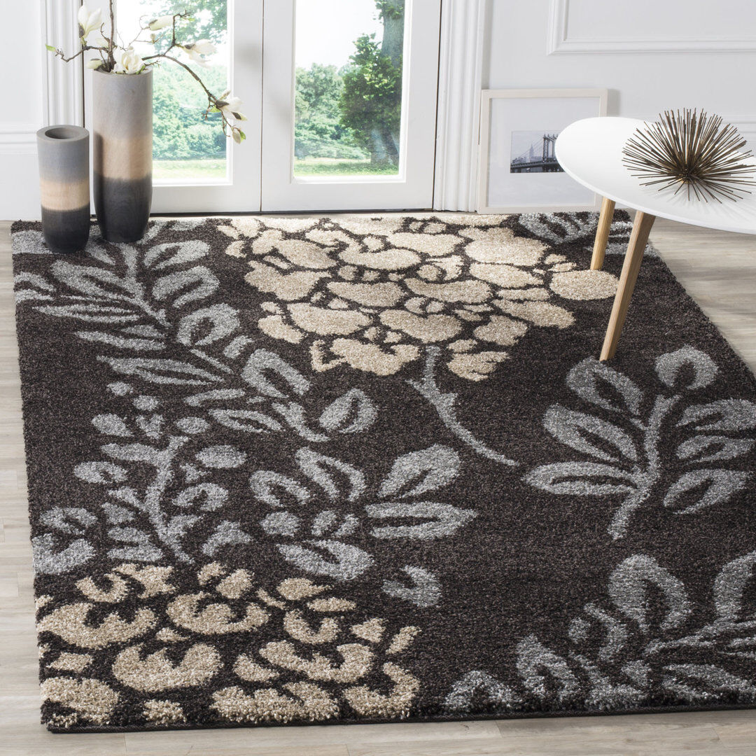 Ophelia & Co. Denver Rectangle Floral Area Rug Dark Brown/Beige/Grey Rectangle 122 x 183 cm