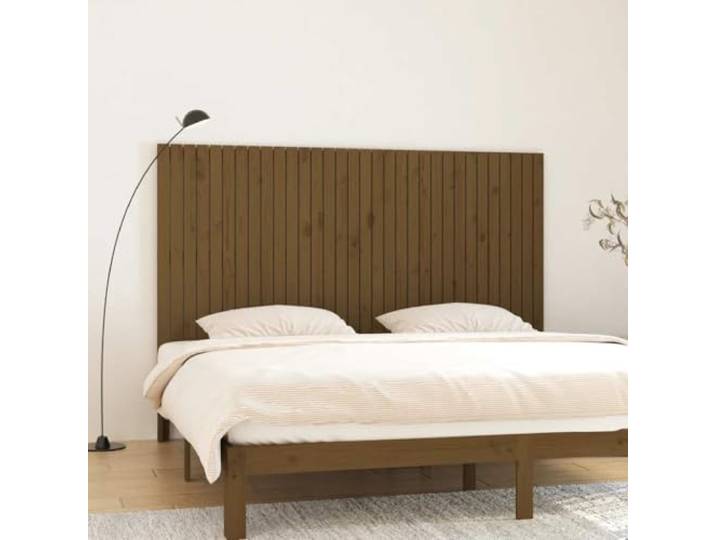 Holzbett Kopfteil aus massivem Kiefernholz in Honig braun, 204x3x110 cm, für Wandmontage, bietet perfekte Rückenstütze beim Lesen oder Betrachten