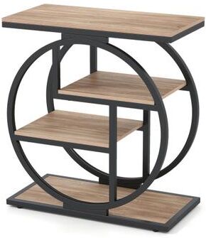 Costway 4-Tier Narrow End Table for Living Room with Storage Shelves-Gray