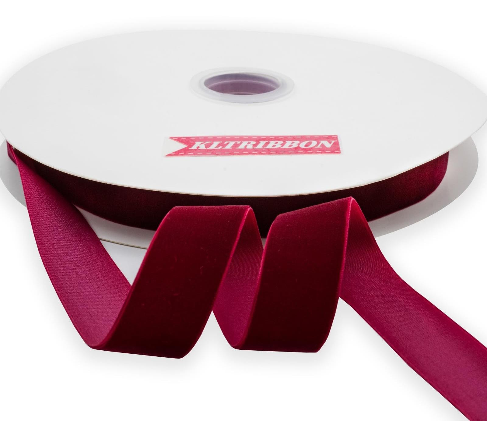 Nylon Velvet Ribbon Spoel 1 inch x 25m Wijnrood