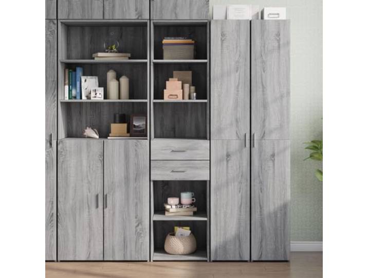RJPLMFV Anrichte hoch, Sonoma, Grau, 45 x 42,5 x 185 cm, aus Holz Wohnzimmermöbel, Aufbewahrungsschrank, feuchtigkeitsbeständige Oberfläche, Wandbefestigung inklusive
