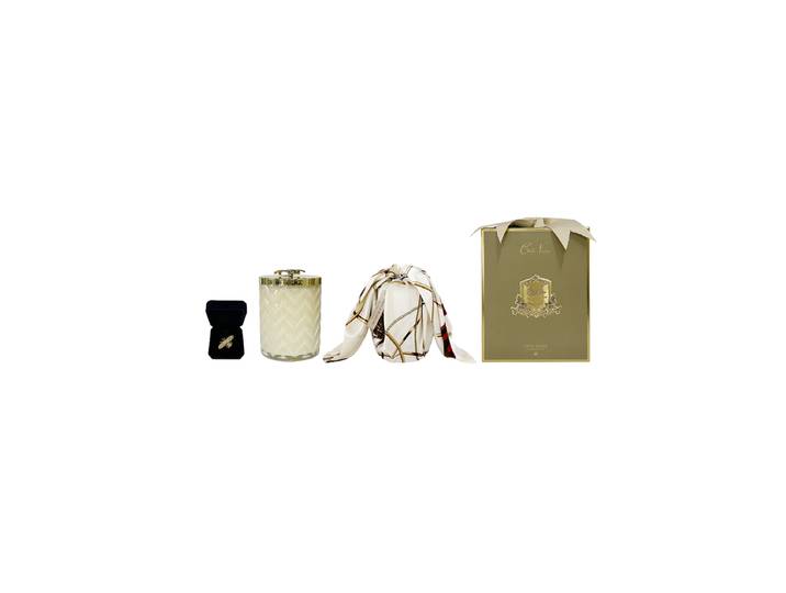 Luxuriöses Geschenkset „Herringbone Cream & Gold“, Brenndauer 100 Stunden Côte Noire