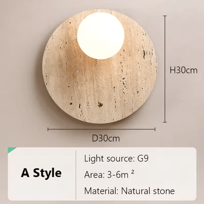 Inspire Curations Japanese Wabi Sabi Yellow Cave Stone Wall Lamp a d30cm warm White