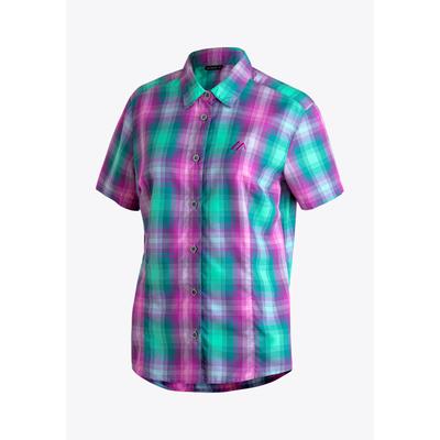 Funktionsbluse MAIER SPORTS "Philina", Damen, Gr. 42, hellbeere, 85% Polyester, 15% Viskose, Blusen, Damen Bluse, leichte Kurzarmbluse, Blusen-Shirt, Karobluse, Reg Fit
