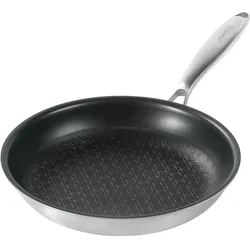 Silverstar Edelstahlpfanne 24 cm mit Antihaftbeschichtung für Induktion und Backofen, Pfanne + Kochtopf, Silber
