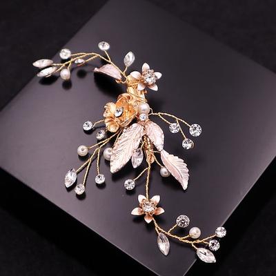 goldene silbrige Blume Blatt Kristall Haarnadel Haarspange Tiara Braut Hochzeit Haarschmuck Kopfschmuck Schmuck Ornamente