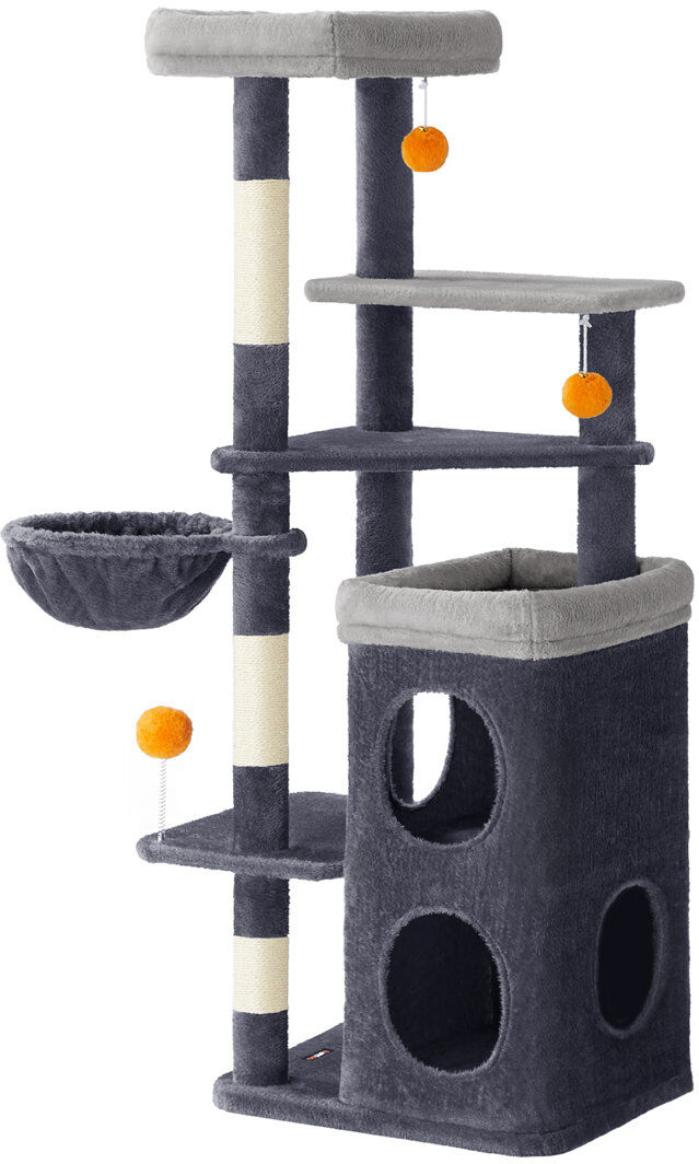 FEANDREA 152 cm H Cat Tree / Condo Dark Grey 152cm H X 46cm W X 53cm D