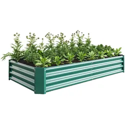 OKWISH Hochbeet Metall 30x180x90 cm Grün aus verzinktem Stahlwellblech ohne Boden mit gefalteter Innenkante wetterfest pflegeleicht für Garten Terrasse