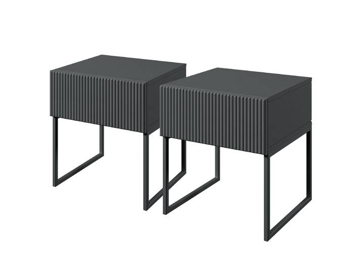 Massive Nachtkommode SKAO 2er Set 40 x 44 x 38cm Grau/Anthrazit