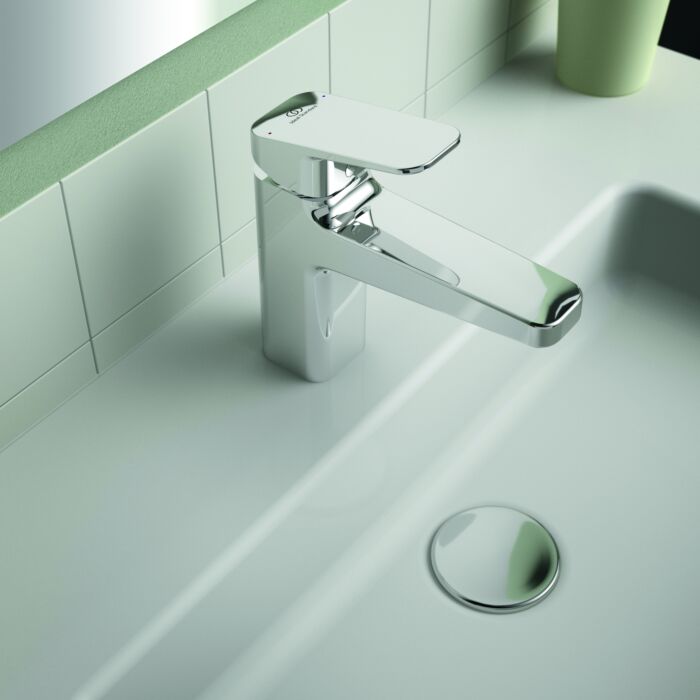 Ideal Standard Waschtischarmatur BD229AA Ausladung 124mm, verchromt, Push-Open-Ventil