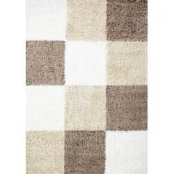 HOCHFLORTEPPICH RHEIN, kariert, Mokka, 60 x 110 cm