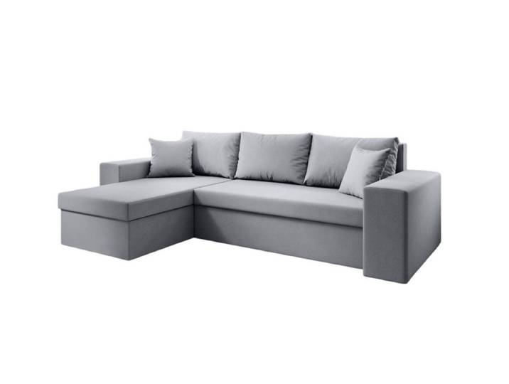 Designer Sofa Denver mit Schlaf- und Klappfunktion - Grau - Stoff - Links -