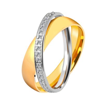 Partnerring AKZENT "Intertwined, langlebig" Gr. 52, gold (goldfarbig), Fingerringe, Damen, 52, Edelstahl