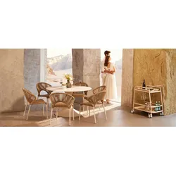 Verona runder Balkontisch 158 cm - Ivory, beiger Stein