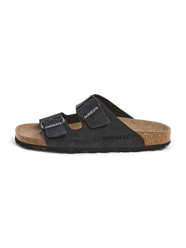 SABOKETS Leder-Pantoletten in Schwarz - 39