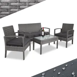 Polyrattan Garten-Sitzgruppe 4-tlg Grau/Anthrazit