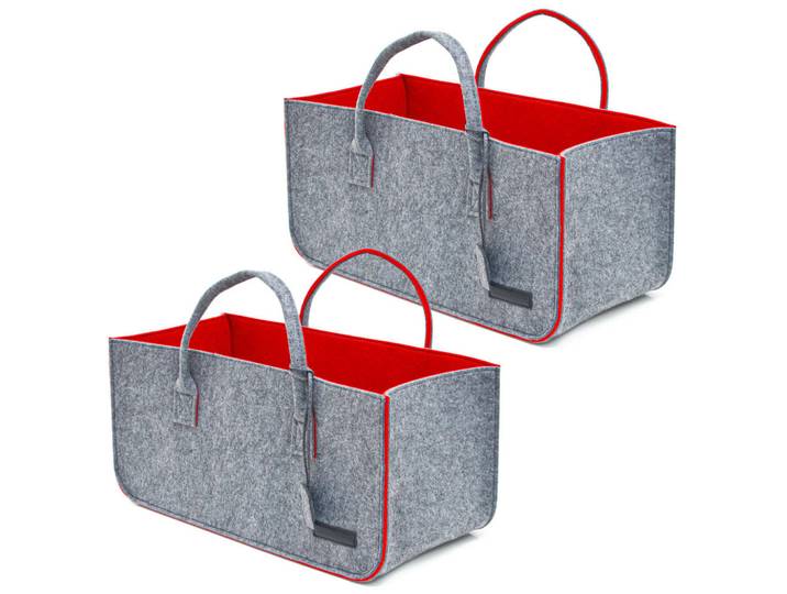 Dunedesign Filztasche Kaminholzkorb - 2er Set - 50x25x25cm - Shopper Einkaufstasche, Rot, Kunststoff, Rechteckig, 25x25x50 cm, Freizeit & Co, Heimwerken, Werkzeug, Werkzeugzubehör