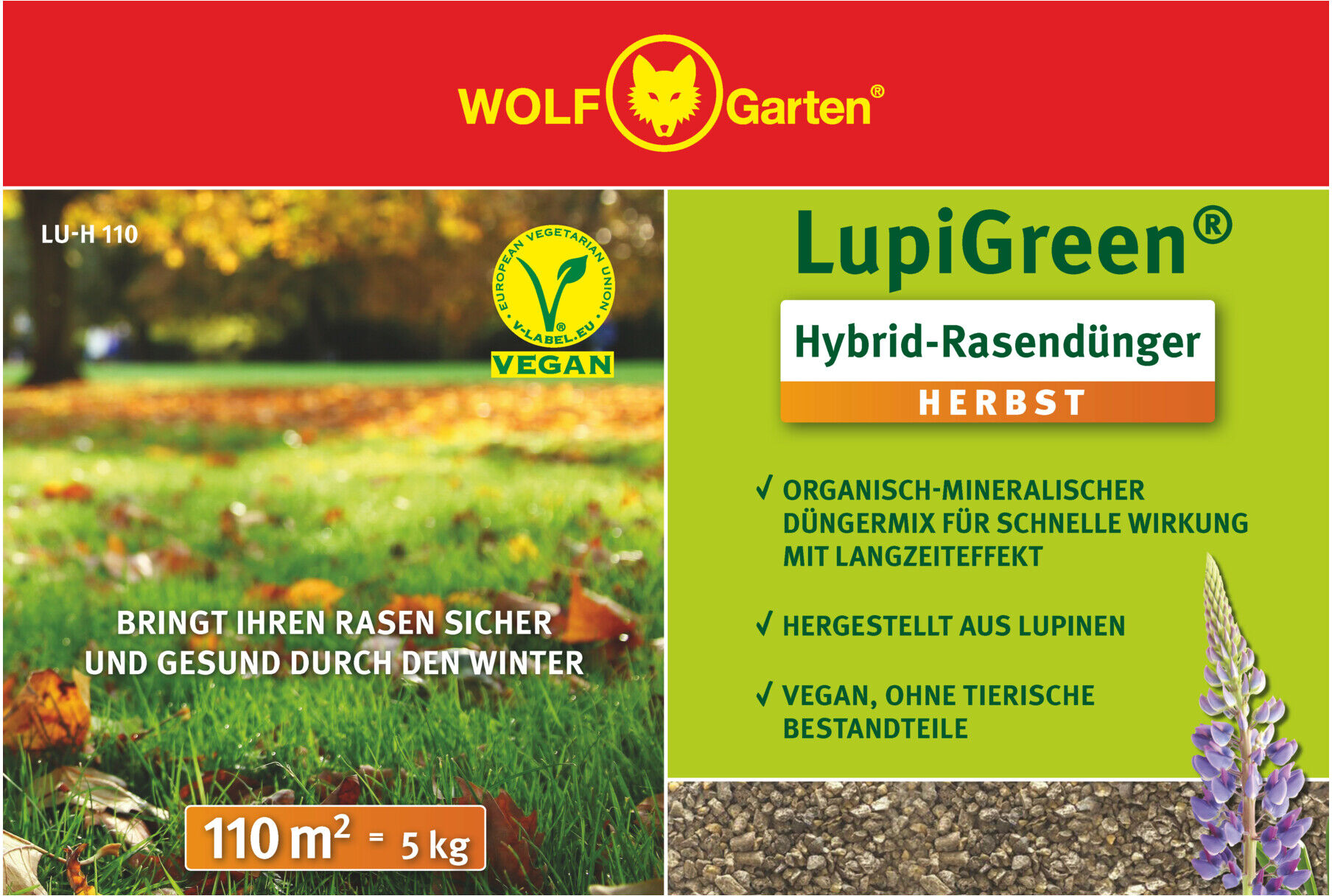 WOLF-Garten Herbst-Rasendünger Lupigreen Hybrid P 002 für 220 m² (77ARP002650)