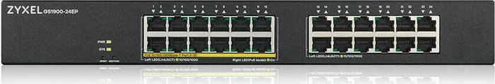 Zyxel GS1900-24, 24-Port GbE L2 - 12 Port PoE Smart Switch - Rackmount - 130 Watt