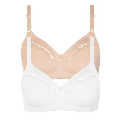 Soft-BH LISCA "2er Pack Soft BH Manja", Damen, Gr. 80, Cup C, bunt (beige weiß), Obermaterial: 100% Baumwolle CO., BHs Soft-BH