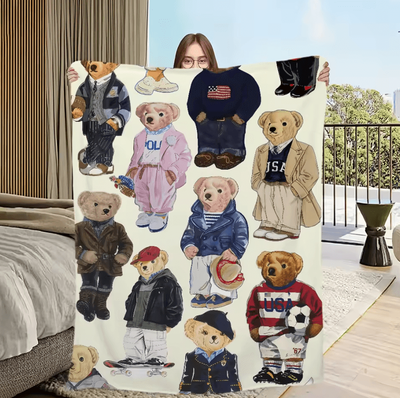 Inspire Curations Cute Bear Soft Plush Flannel Throw Blanket z8 gait75x100cm