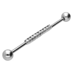 Chirurgenstahl Industrial Ohrpiercing BALKEN + 10 KRISTALLE