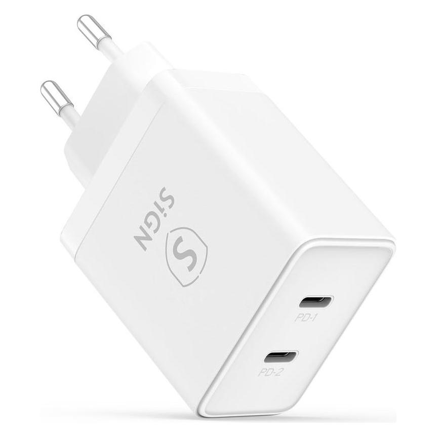 SIGN Dual USB-C PD Charger (40 W, 2 Ports) (SN-SIL15Lila)