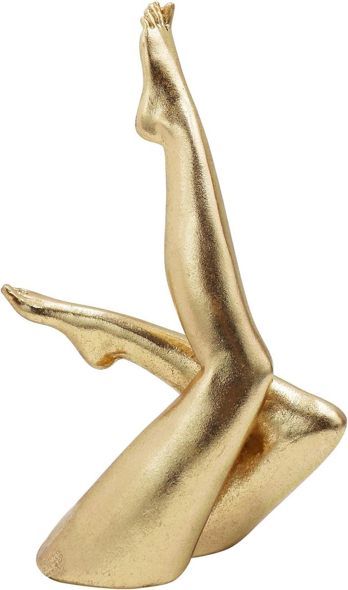 Abstracte Gouden Benen Sculptuur - Resin Art Beeld van een Yoga Vrouw voor Moderne Interieurdecoratie