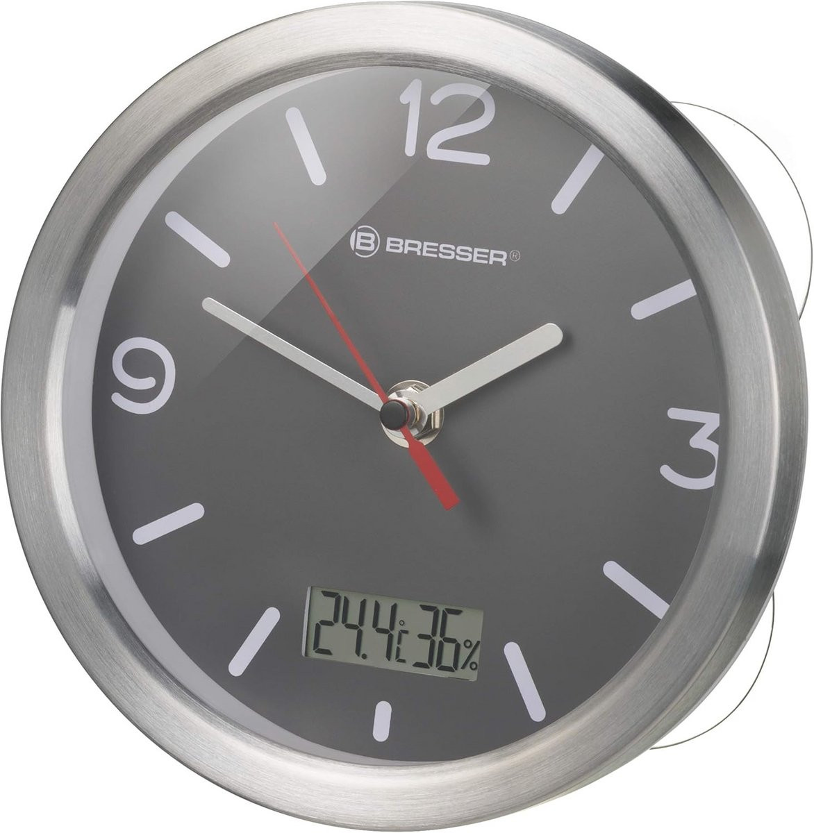 Thermo-Hygro Wandklok voor Badkamer met Thermometer en Hygrometer - Waterdicht - 17 cm