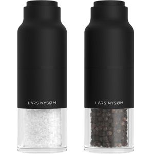 LARS-NYSØM Gewürzmühle Omvendt Carbon Black, Höhe 15,2 cm, Edelstahl/Kunststoff, Keramikmahlwerk, Salz- und Pfeffermühle, 2 Stück