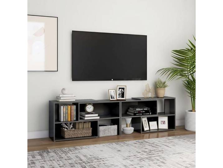 Bonne qualité - Armoire TV Gris brillant 149x30x52 cm Bois d'ingénierie - Buffet télévision/Banc TV DECO M9812176