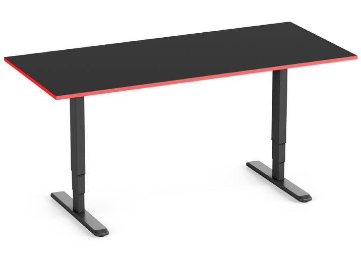Primus Gamingschreibtisch Rechteck, Schwarz Klassik Fire Red 160x80