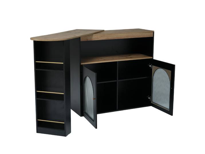 Buffet de Jardin en Bois et Métal Noir