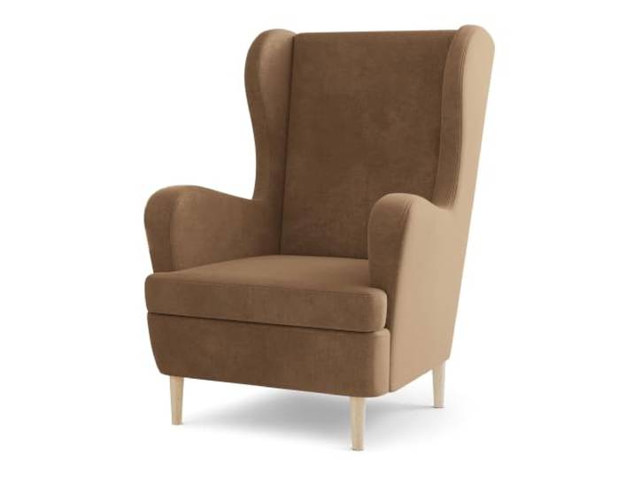Masseno Ohrensessel VOGERA, Lounge Sessel im Modern Stil mit Armlehnen, Komfort Polsterstuhl für Esszimmer, Wohnzimmer, Bein aus Holz, Monolith 09