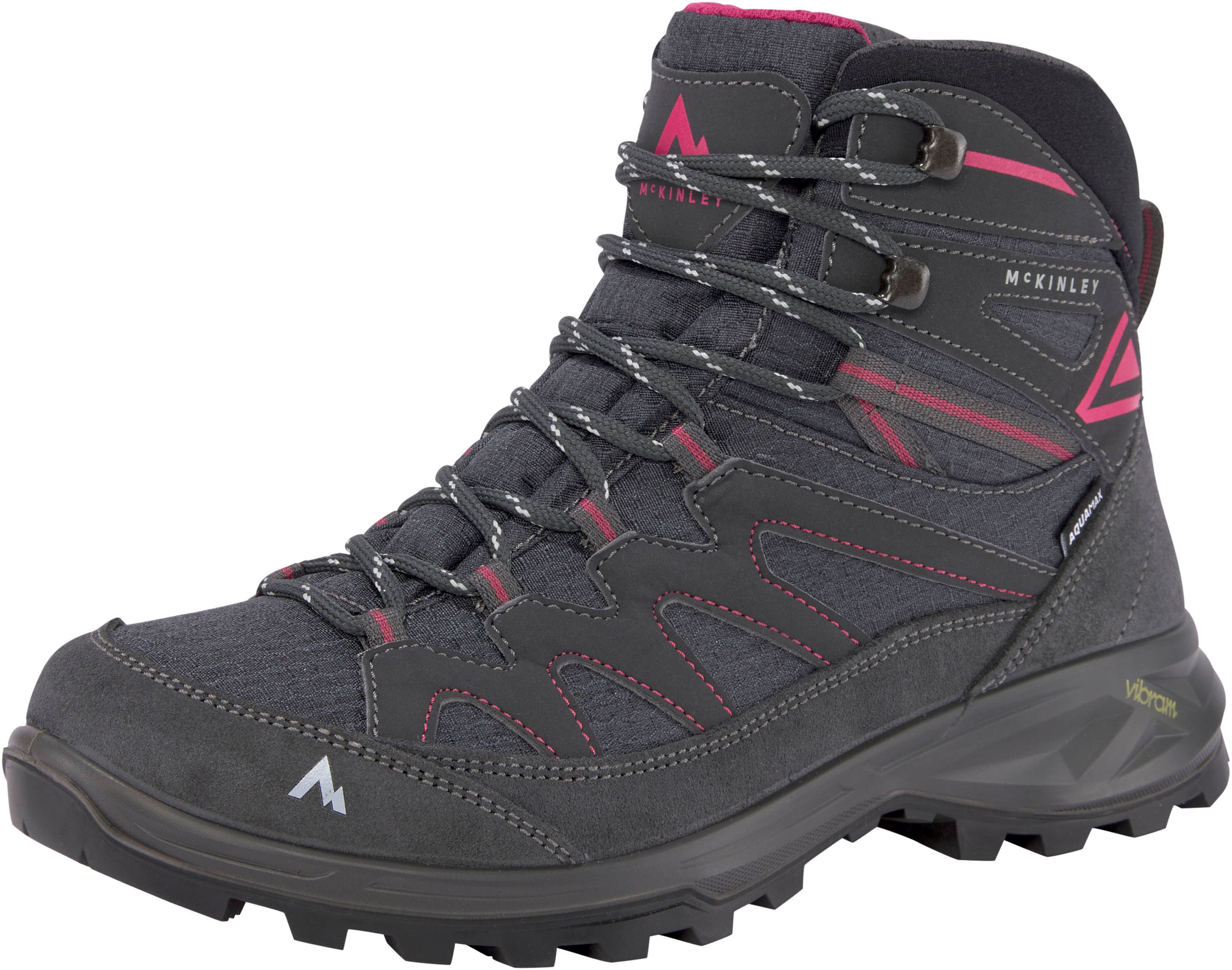 Wanderschuh MCKINLEY "Vulcanus MID AQX W", Damen, Gr. 36, bunt (anthrazit, pink), Leder, Textil, Schuhe Wanderschuh, wasserdicht anthrazit, pink 36