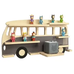 Relaxdays Toniebox Regal Bus Grau,Hellbraun